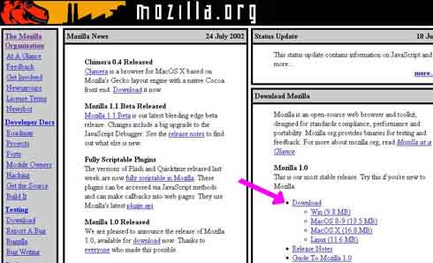 segunda versión homepage de mozilla