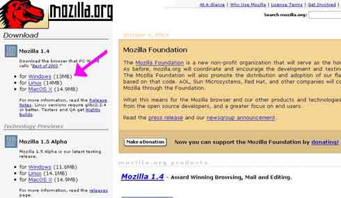 tercera versión homepage de mozilla