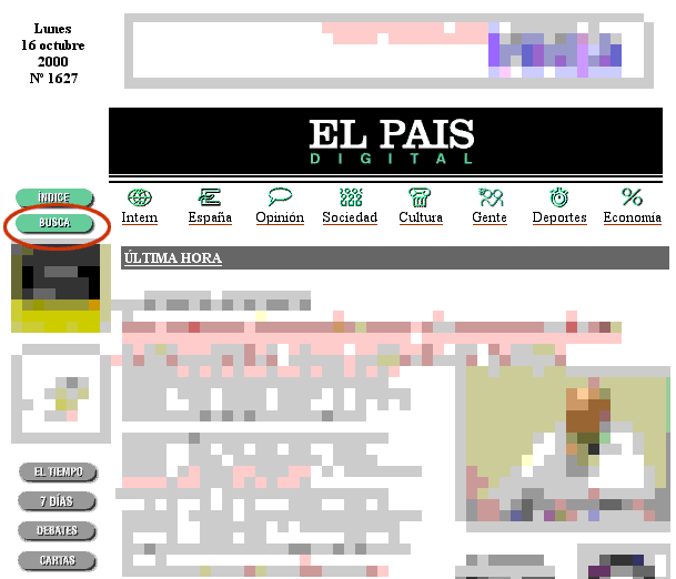 como se presenta el buscador en la portada del pais digital