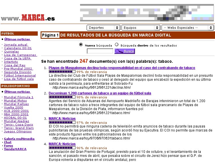 resultados de busqueda en marca